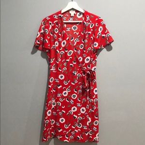 J.Crew Red Floral Wrap Dress